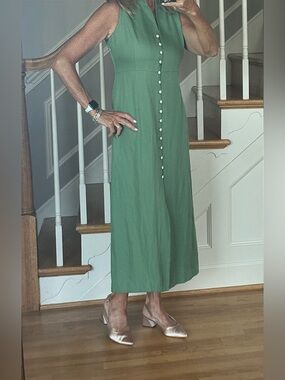 Tuckernuck Sage Green Button-Front Midi dress